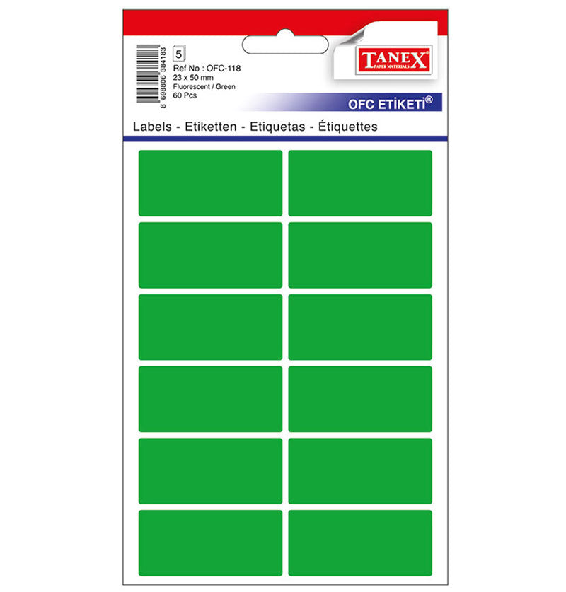 ETICHETE 23*50MM COLTURI ROTUNDE VERZI 60/SET TANEX ETICHETE 23*50MM COLTURI ROTUNDE VERZI 60/SET TANEX